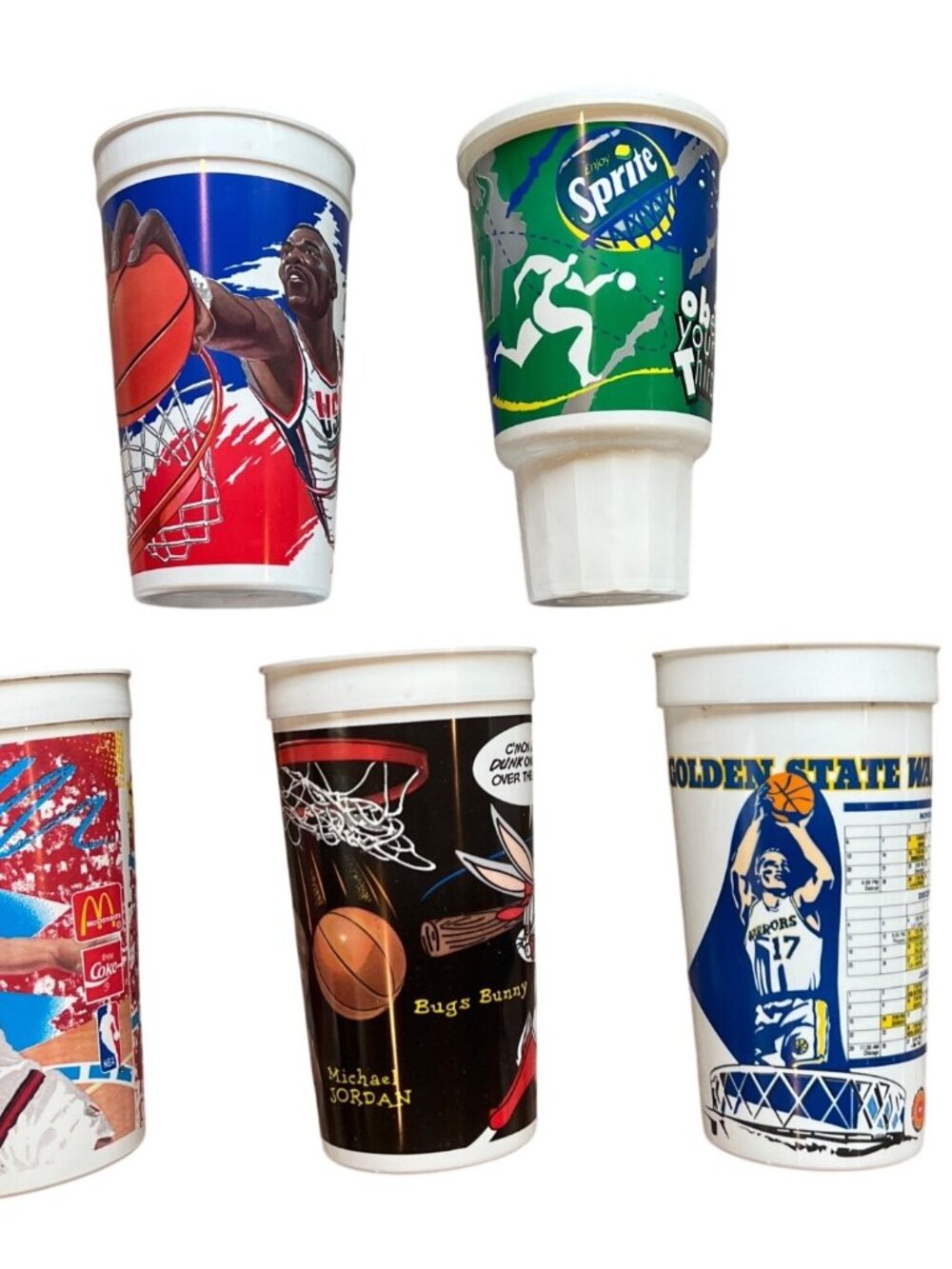 McDonalds Coca-Cola 5 basketball souvenir plastic cups tumblers Vintage